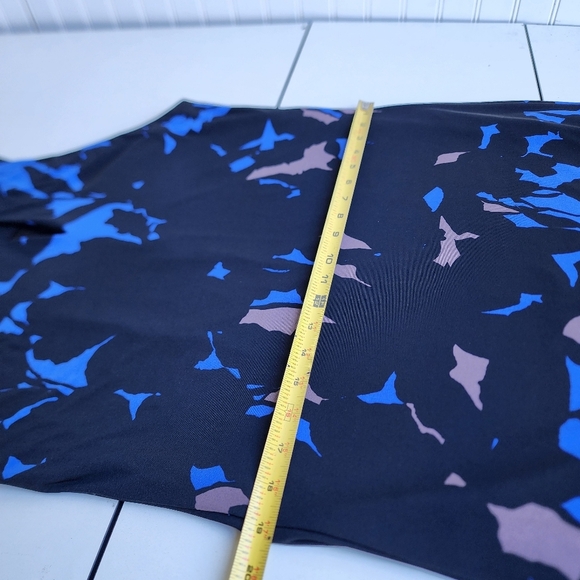 Just Taylor Blue Black Tan Tropical Floral Halter Knee Leghth Tie Back Dress 8 - Picture 12 of 13